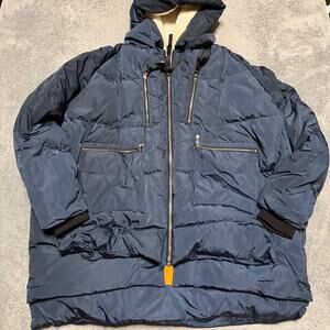 Orolay Thickened Down Jacket Womens 4XL Blue Puffer Coat Sherpa Hooded
